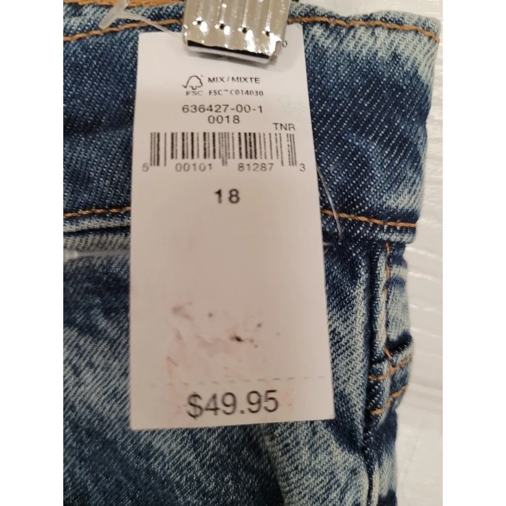 GAP Girls Distressed‎ Denim Jeans 30X29 Stone Wash Adjustable Waist Size 18 NWT